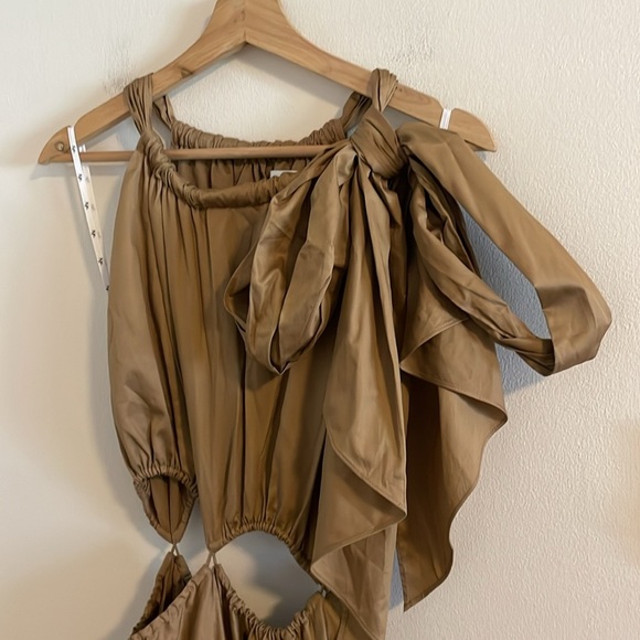 Aje Henriette Tie Strap Midi Dress US Women’s Size 6 Cut Out NWT Willow Brown - Picture 8 of 16